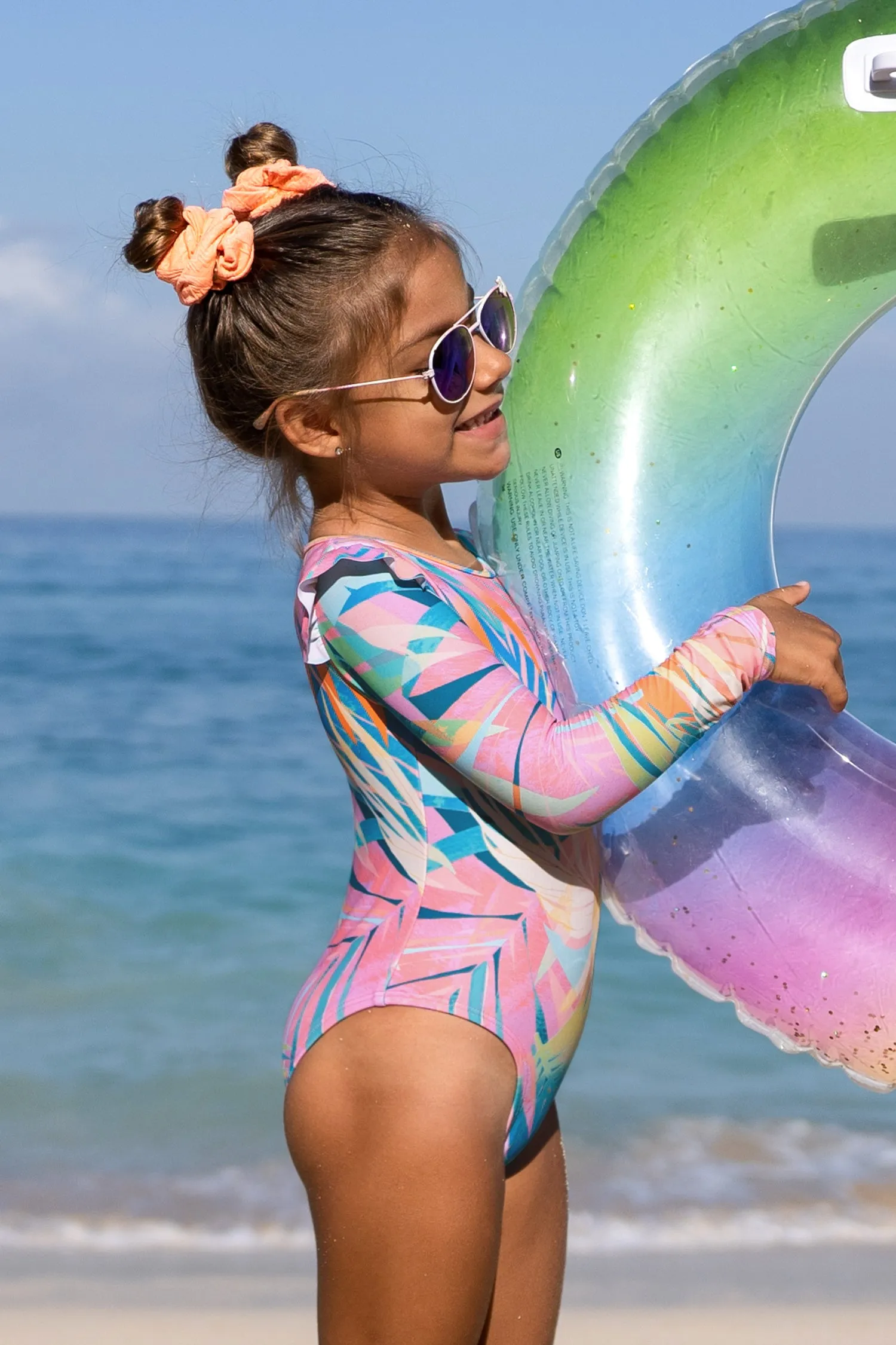Girls Dreamland Tropical Rashguard One Piece Swimsuit